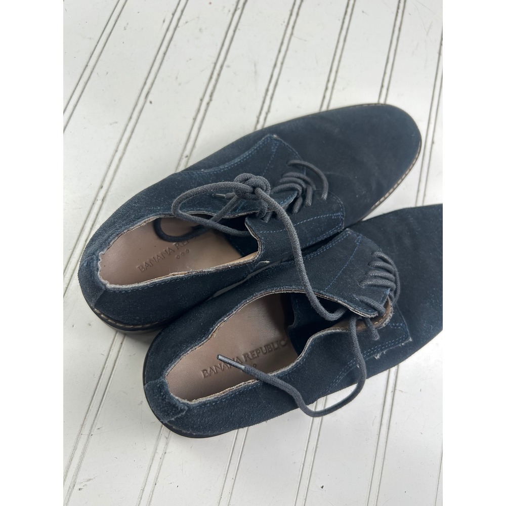 Banana Republic Vintage Blue Suede Derby Dress Shoes Men's Size 8 - Picture 8 of 12